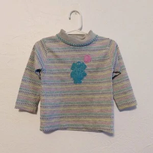 Vintage Healthtex toddler girls long sleeve turtleneck shirt stripes elephant - Picture 1 of 10