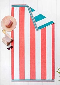 Member's Mark OVER SIZE BEACH TOWEL RED/WHITE/NAVY STRIPE 6 FT - Picture 1 of 1