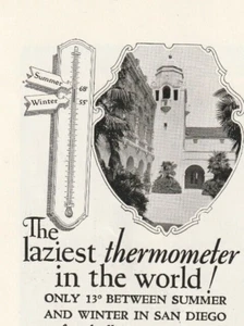 Laziest thermometer San Diego California 1927 printed ad black and white 10x3 ½ - Picture 1 of 6