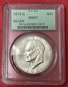 🔥💣1973-S EISENHOWER DOLLAR PCGS MS67 RARE OGH IKE - LOOKS LIKE A 68!!! 💣🔥 - Picture 1 of 2