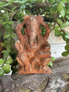Vintage Old Marble Stone Hand Carved Hindu God Ganesha Religious Figure - Picture 1 of 11