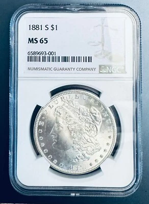 1881-S Silver Morgan Dollar NGC MS65 Beautiful luster  - Image 1 of 2