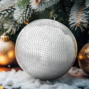 Mirror Disco Ball 20 In Silver Party Large Disco Ball with Hanging Ring - Picture 1 of 11