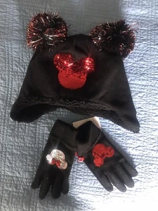 Gap Kids Disney Pompom Hat And Gloves With Sequins - Picture 1 of 5