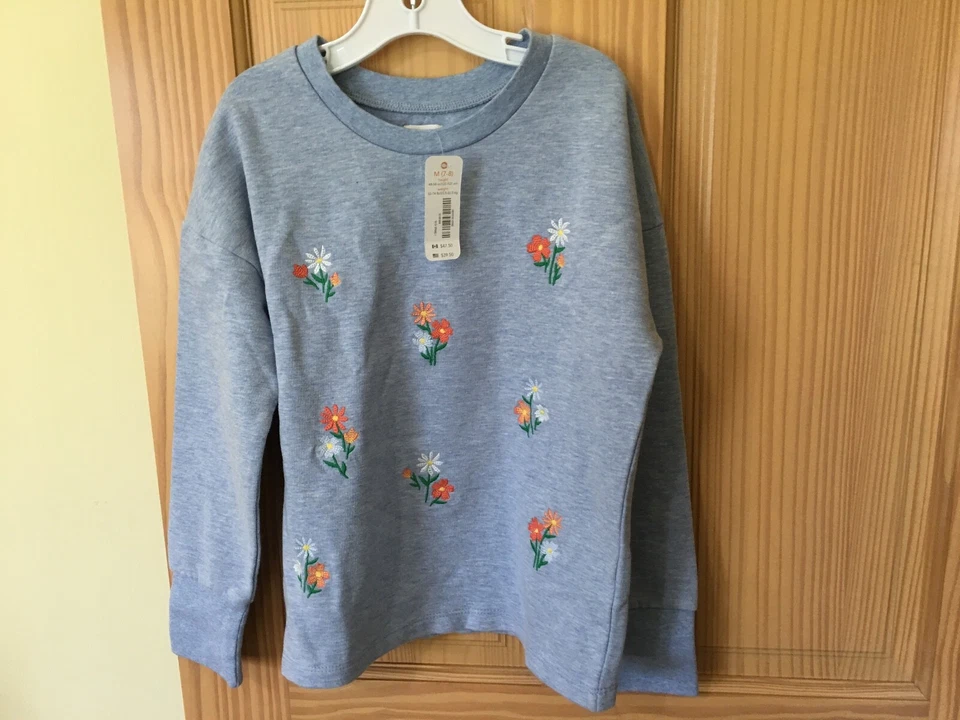 NWT Gymboree Girl Blue Flower Sweatshirt Pullover Jacket many sizes - Image 1 of 1