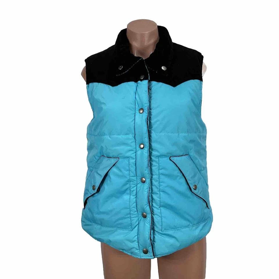 Black Reversible Vest Jacket ROXY Vintage 90s y2k Corduroy Aqua Coat Bomber Sz L - Image 1 of 4