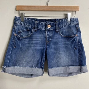 Ann Taylor LOFT Medium Wash Cuffed Raw Hem Shorts SIze 25 / 0 - Picture 1 of 8