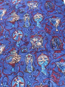 Woodrow Studio Art Nouveau Ornament  Cotton Fabric Purple/Blue  1 Yd  x 44" - Picture 1 of 2