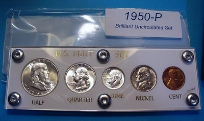 1950 MINT SILVER SET of U.S. COINS LUSTROUS CHOICE to GEM BRILLIANT UNCIRCULATED - Image 1 of 4