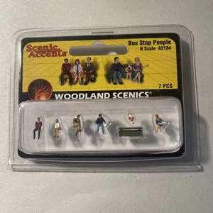 Woodland Scenics N Scale Bus Stop People A2134 New - Picture 1 of 9