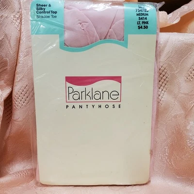 Pantimedias Parklane vintage transparente sedoso rosa claro control superior mediano 115-160 lb Foto 1 de 4