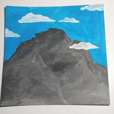 Pintura Sindy Fuhr Gouache Hecha a Mano Paisaje Arte Pop Título Montaña Rocosa B Foto 1 de 3