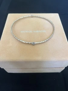 Designer Michael Dawkins Sterling Silver Hammered Granulated Thin Stack Bangle - Picture 1 of 2