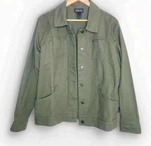 Patagonia Jacket Women's Large W's Stand Up Button Up Pockets Denim Green - Picture 1 of 6