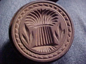 Antigua primitiva GAVILLA DE TRIGO madera profundamente tallada mantequilla SELLO prensa molde - Imagen 1 de 5