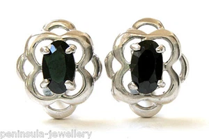 9ct White Gold CZ Studs Black celtic Earrings Made in UK Gift Boxed Birthday - Picture 1 of 4