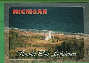Vintage Michigan MI Lighthouse Postcard Thunder Bay near Alpena Shipwreck Alley - Picture 1 of 3
