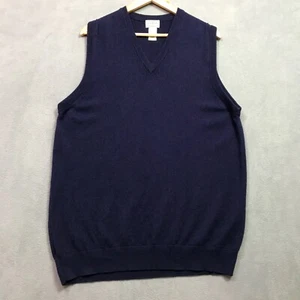 LL Bean Azul Suéter Chaleco Corderos Lana Para Hombres Grande Alto Cuello en V Agujero en la Espalda LEER - Imagen 1 de 10