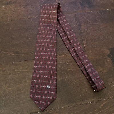 "Corbata de cuello de seda abstracta roja Celine Paris 58,5"" logotipo monograma" Foto 1 de 4