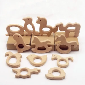  Natural Beech Wood Animals Teething Pendant Baby Chew Toy Jewelry Making DIY  - Picture 1 of 57