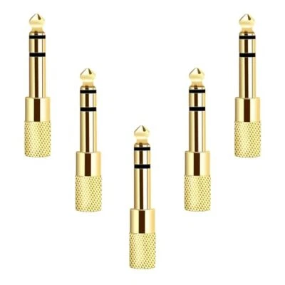 Updated Version 5-Pack Stereo Audio Adapter 6.35mm 1/4 inch Male to 3.5mm 1/8... - Image 1 of 4