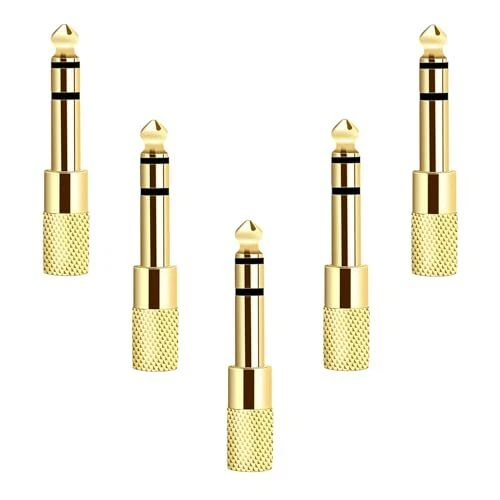 Updated Version 5-Pack Stereo Audio Adapter 6.35mm 1/4 inch Male to 3.5mm 1/8... - Image 1 of 4