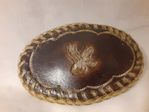 Leder bestickt Adler geätzt Gürtelschnalle geflochten 4,25" x 3" - Bild 1 von 6