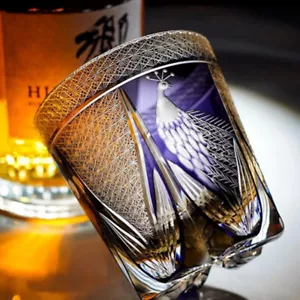 Handcrafted Japanese Cut Glass Edo Kiriko Cup Glass -12oz-Perfect for Whisky - Picture 1 of 13