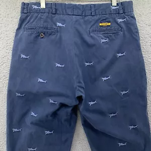 Polo Ralph Lauren Rugby Pants Mens 34x32 Blue Shark Dolphin Fish Print RARE - Picture 1 of 24