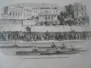 Gravure 1851 Les Régates à Richemond expo de Londres - Picture 1 of 1