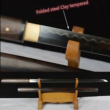 Top Quality Ebony Horn Hand Grind Ninja Clay Tempered Japanese Samurai Sword 