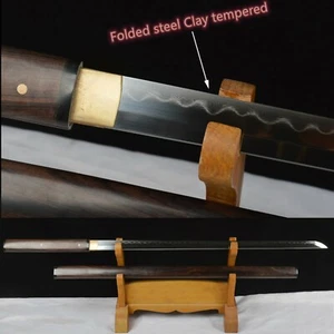 Top Quality Ebony Horn Hand Grind Ninja Clay Tempered Japanese Samurai Sword  - Picture 1 of 12