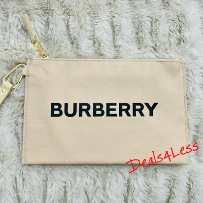 Burberry Bolsa Muñequera Maquillaje Cosméticos Bolso Beige de LOGO Cremallera NUEVO Foto 1 de 4