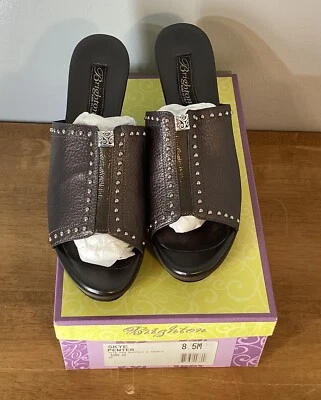 Tacones gruesos sin cordones Brighton Skye de peltre talla 8,5 nuevos en caja leer Foto 1 de 4