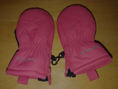 COLUMBIA INFANT/TODDLER GIRL'S FLEECE-LINED HOT PINK ZIP MITTENS-YOUTH 0/S- NWOT - Image 1 of 4