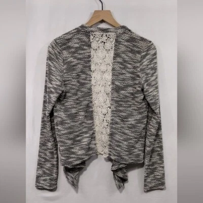Forever 21 Mixed Media Lace Cardigan Women's M Gray White Bobo Retro 90s Y2K - Image 1 of 4