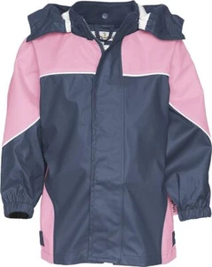 Playshoes Rain Jacket Waterproof Hooded Navy-Light Pink Kids - Picture 1 of 2