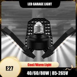 LED Garage Light Foldable Ceiling Light 40/60/80W Cool/Warm White Light 85-265V - Picture 1 of 5