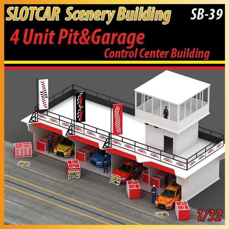 Slotcar Paisaje Edificio 4 Unidades Pit & Garage con Centro de Control Scalextric, Carrera Foto 1 de 4