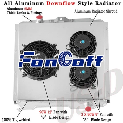 4Row Aluminum Radiator Shroud Fan for 2002 2003 2004 Hummer H1 V8 Engine PRO Foto 1 de 4