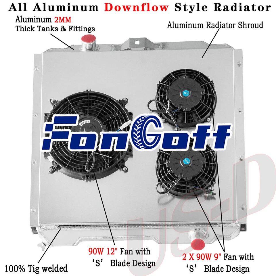 4 Row Aluminum Radiator Shroud Fan fits for 2002 2003 2004 Hummer H1 V8 Engine Foto 1 de 4