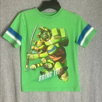 Green Ninja Turtles Graphic T-Shirt Short Sleeve Boys Size 7 - Image 1 of 4