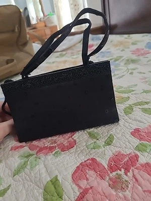 Sasha New York Vintage  Hand Bag Purse Structured Black Beaded - Image 1 of 4