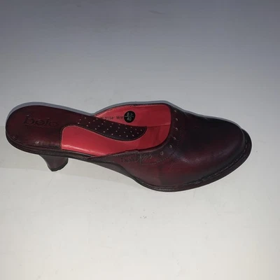 Zapatos Bolo para mujer talla 8,5 zuecos de mula de cuero rojo sin cordones hechos en Italia Foto 1 de 4