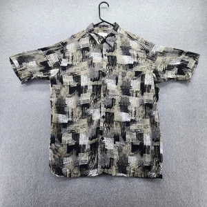 Concepts by Claiborne Shirt Mens Large Black Beige Abstract Print Short Sleeve - Picture 1 of 9