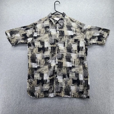 Concepts by Claiborne Shirt Mens Large Black Beige Abstract Print Short Sleeve - Image 1 of 4