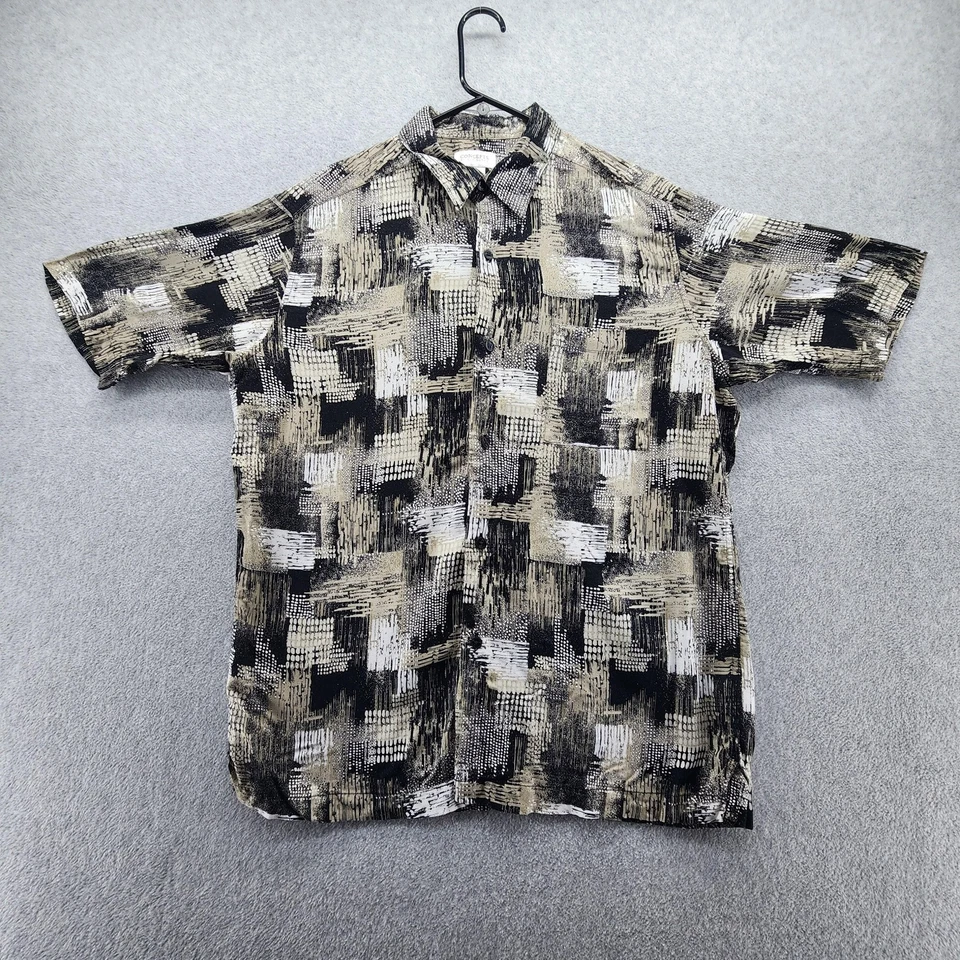 Concepts by Claiborne Shirt Mens Large Black Beige Abstract Print Short Sleeve - Image 1 of 4