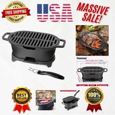 Durable Black Cast Iron Hygienic Hibachi Grill for Effortless Outdoor Cooking - Image 1 of 4