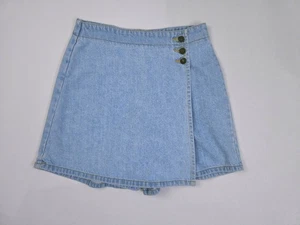 TCFS Vintage 90s Light Blue Cotton Denim Skort Shorts Women's XS - Picture 1 of 12