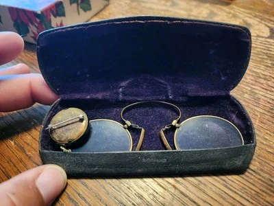 Antique Gold Frame Glasses With Working Retractable Lanyard (Pat. 1903, 1910) - Image 1 of 4